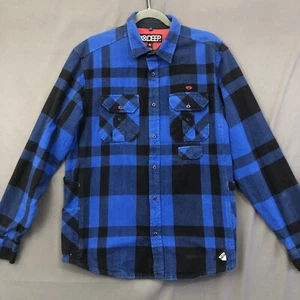 10 Deep Flannel Shirt Plaid Button Up Mens XL Blue Black Y2K Streetwear Skate - Picture 1 of 16
