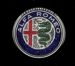 Bling Emblem for ALFA ROMEO Front Badge AUSTRIAN CRYSTALS Bedazzled Car Custom - Picture 1 of 2