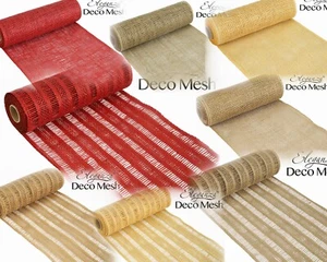 Burlap Ribbon Deco Mesh Eleganza Ribbon 25cm X 4.57m (5yds) Wedding, Christmas - Picture 1 of 6