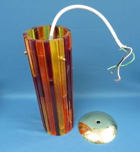 Vintage 1960er MCM Moe Fiesta gelb orange rot Acryl Anhänger Hängeleuchte Fi - Bild 1 von 7