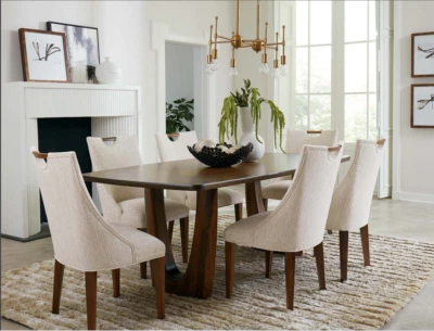 Amish 7-Pc Dining Set Solid Wood Modern Contemporary Upholstered American Made - Image 1 of 4