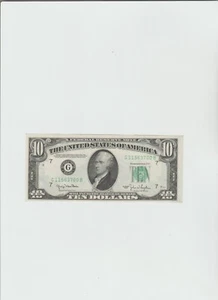 1950 $10 WIDE I FRN FEDERAL RESERVE NOTE CHICAGO,IL CH CU - Picture 1 of 5