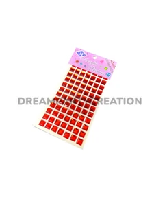 (RED) 10MM SQUARE Rhinestone Self Adhesive Acrylic STICKERS 80 Pieces - Picture 1 of 1