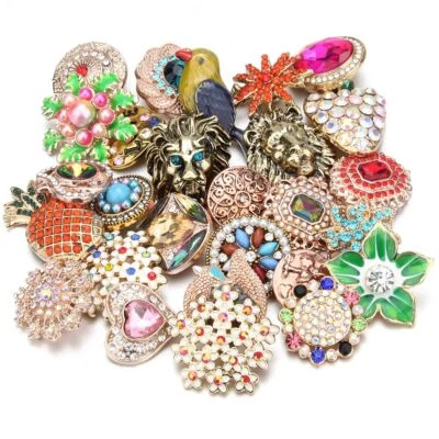 Rhinestone Snap Button Multicolor Buttons DIY Bracelet Necklace 18mm 10Pcs/Lot - Image 1 of 4