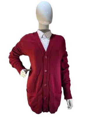 Cárdigan Scott & Charters of Hawick XL para hombre - lana merino roja - vintage - Imagen 1 de 4