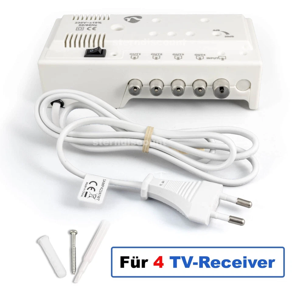TV Antennenverstärker Kabelfernsehen 4x 20dB DVB-C Verstärker Digital TV HDTV 4K - Bild 1 von 4