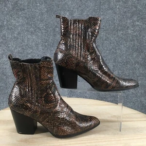 Catherine Malandrino Boots Womens 8 Lliana Snake Print Heels Ankle Bootie Brown - Picture 1 of 21