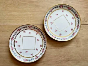 2 soucoupes en porcelaine de Limoges - Jean Pouyat - Décor rose & doré - Imagen 1 de 3