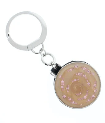 Rhinestone Bling Rose Flower Mirror Key Chain Fob Phone Purse Charm - Image 1 of 4