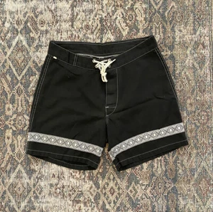 VTG 70s Hang Ten Swim Shorts Cotton Geometric Swim Trunks SZ S/M Surf Dog Town - Picture 1 of 11