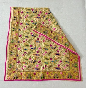 Ethnic Indian hand painted embroidered kantha work dupatta scarf wraps - Picture 1 of 5