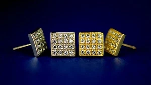 Pendientes de 14 quilates de oro amarillo o blanco Fancy Square CZ - Imagen 1 de 15