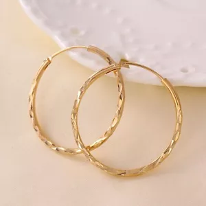 9K 9ct Yellow Gold Plated Ladies Stylish Hoop Earrings, Small 34mm, "Gift",793 - Picture 1 of 3