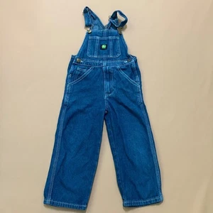 John Deere Denim Overalls Kids Bib Adjustable Straps Pockets Size 5 Outdoor Farm - Picture 1 of 12
