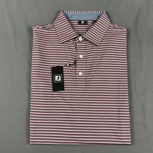 FootJoy Golf Shirt Polo Balance Stripe Large Gray White Black Hibiscus MSRP $85 - Picture 1 of 5