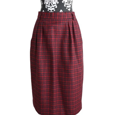 Falda Jones New York de Colección Roja y Carbón a Cuadros 100% Lana con Bolsillos - Talla 12 Foto 1 de 4