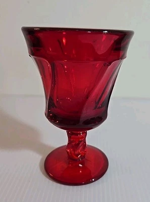 Fostoria Jamestown Ruby Red Wine Swirl Glass 4” Vintage - Image 1 of 4