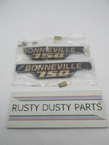 Pair of Triumph Bonneville 750 Black & Gold Side Panel Badges (One is Broken) - Picture 1 of 7