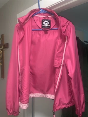 Chaqueta de lluvia The Black Dog para mujer cremallera completa poliéster con capucha cortavientos rosa L Foto 1 de 4