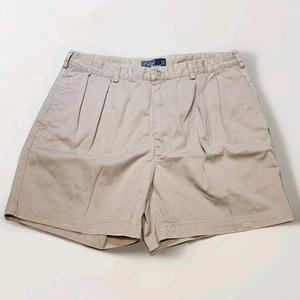 Polo Ralph Lauren Shorts Mens 38 Beige Andrew Short Pleated Walking Cotton Chino - Picture 1 of 10