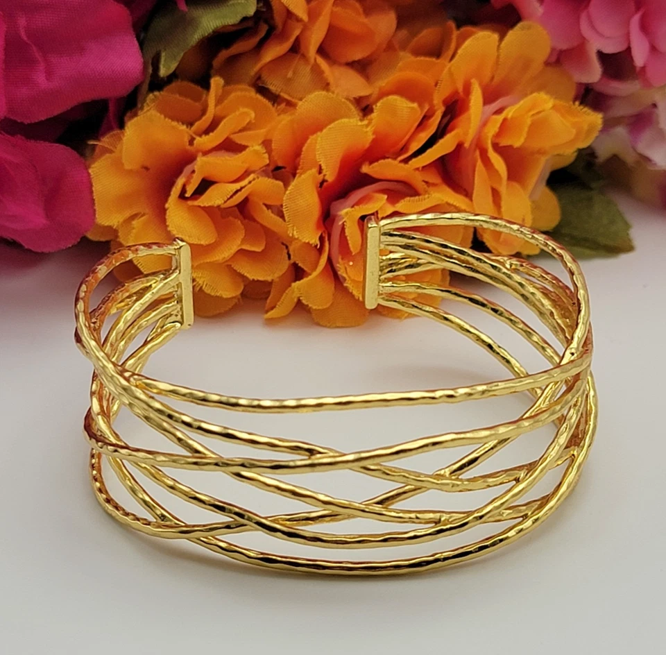 Браслет-манжета GORJANA Gold 7 дюймов регулируемый открытый рабочий провод гладиатор LOLA - Изображение 1 из 4