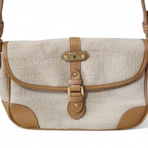 Bolso de hombro Etienne Aigner de cuero tostado con ribete con solapa y cierre de lino - Imagen 1 de 14