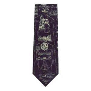 Da Vinci Scientist Teacher Student Polyester Tie sleeved with hook - navy - Picture 1 of 1