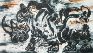 04 Wall decor Abstract Art Painting Original Acrylic On Mulberry Paper Thailand - Picture 1 of 8