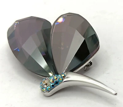 ¡Deslumbrante! Broche libélula figura cristal prismático rosa púrpura Swarovski con caja Foto 1 de 4