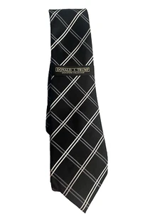 Donald J Trump Signature Collection Mens Tie Black White Plaid 100% Silk NWOT - Picture 1 of 4