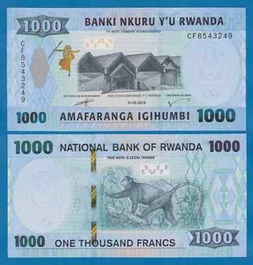 RWANDA: banconota da 1000 franchi P 39b 2019 UNC (P 39 b) - Foto 1 di 1