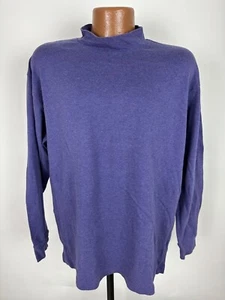 Vintage St Johns Bay Mockneck T-Shirt Adult Large Stretch Purple Long Sleeve  - Picture 1 of 13