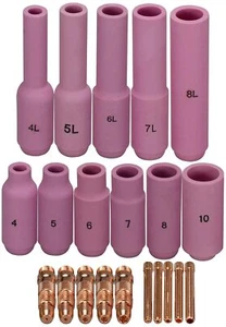 TIG Collet Bodies Alumina Nozzle Back cap Fit PTA CK SR WP 17 18 26 , 21pcs  - Picture 1 of 6