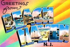 Greetings From Beach Haven, New Jersey - 1930's - Vintage Postcard Poster - Picture 1 of 1