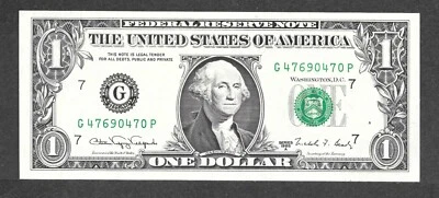 1988A $1 Web Note FRN, fr. 1917, G47690470P Run 8-GP Block 5-8 AU - Image 1 of 2