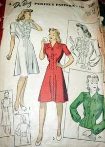 *LOVELY VTG 1940s BLOUSE & SLIP-BLOUSE DU BARRY Sewing Pattern 14/32 - Picture 1 of 1