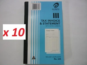 PROMO 10x Olympic Tax Invoice & Statement book 624 Duplicate 100 LEAF 140872  - Imagen 1 de 2