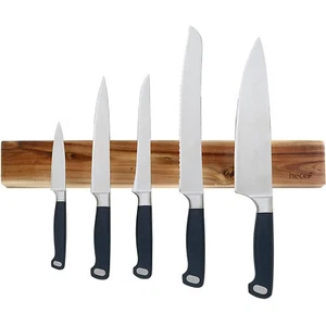 12in 30cm Magnetic Knife Strip Acacia Wood Knife Holder for All Metal Items Tool - Picture 1 of 12