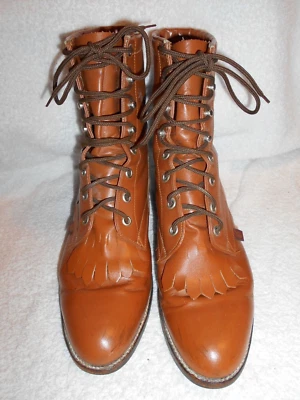 Excelentes Botas George Strait Damas Cuero Marrón Kiltie Con Cordones Talla 9B Foto 1 de 4