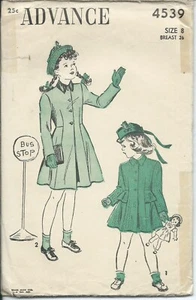 Advance 4539 sewing pattern 40's girl COAT with/without trendy PEPLUM sew size 8 - Picture 1 of 1