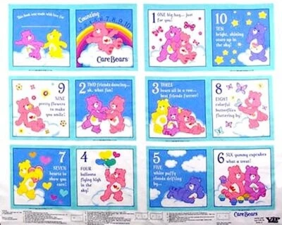 Care Bears Fabric Book Cut and Sew Panel Vintage VIP Cranston Uncut and Unused - Image 1 of 3