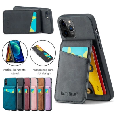 For iPhone 17/16e/15/14/13/12/11 XR SE 8 Leather Case Flip Card Slot Back Cover - Image 1 of 4