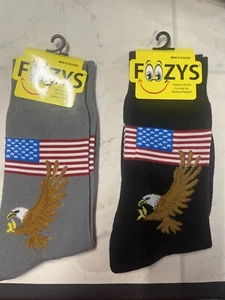 Eagle American Flag Bird Bald Eagles Patriot USA Crew Socks Men 2 Pairs - Picture 1 of 1