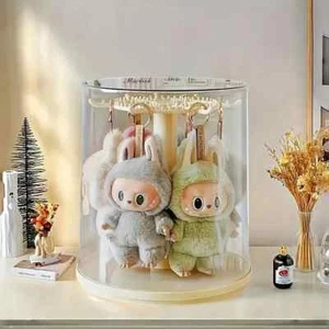 Rotating Clear Display Case for Large Labubu Keychains, Display Stand - Picture 1 of 9