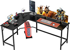66" L Shaped Gaming Corner Computer Desk with CPU Stand and Foot Rest Bar, PC La