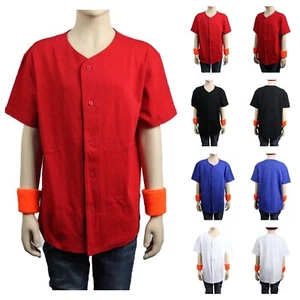 Kid's Plain T-Shirt Baseball Raglan Jersey Button Tee Boy Girl Junior Youth Team - Picture 1 of 24