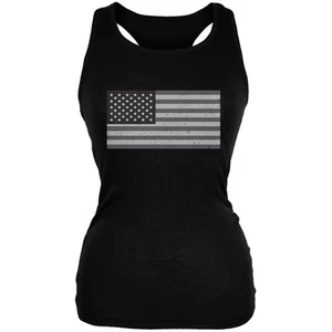 4th of July Black Flag American Black Juniors Soft Tank Top - Picture 1 of 1