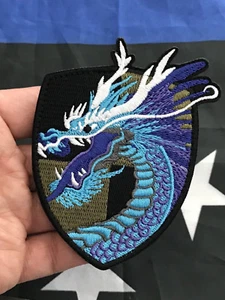 BLUE DRAGON Embroider Shield Martial Arts Paintball Biker 3" Hook/Loop Patch - Picture 1 of 9