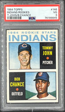 1964 Topps baseball Tommy John/ Chance rookie card # 146 PSA 3