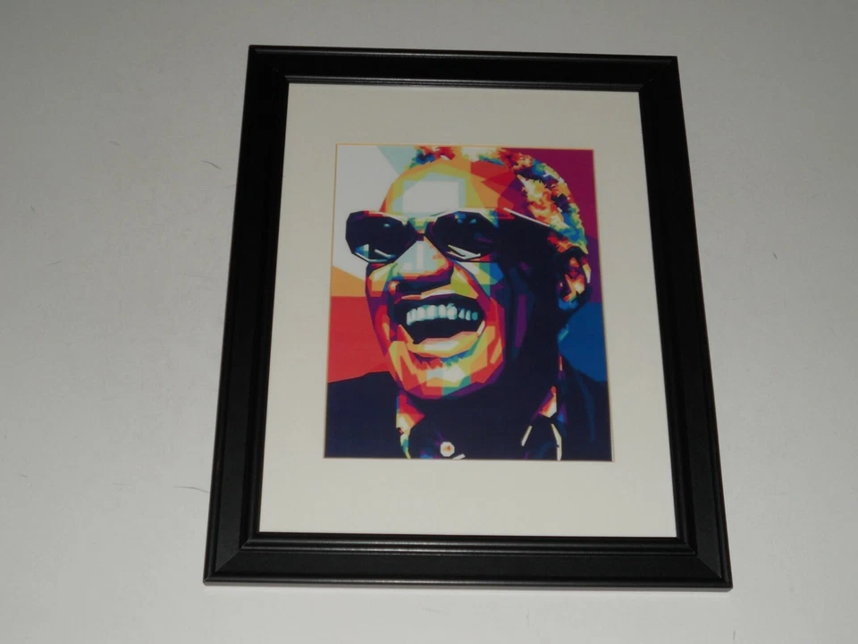 Framed Ray Charles Multi-Color Artwork color Godfather of Soul print 14"x17" - Image 1 of 1